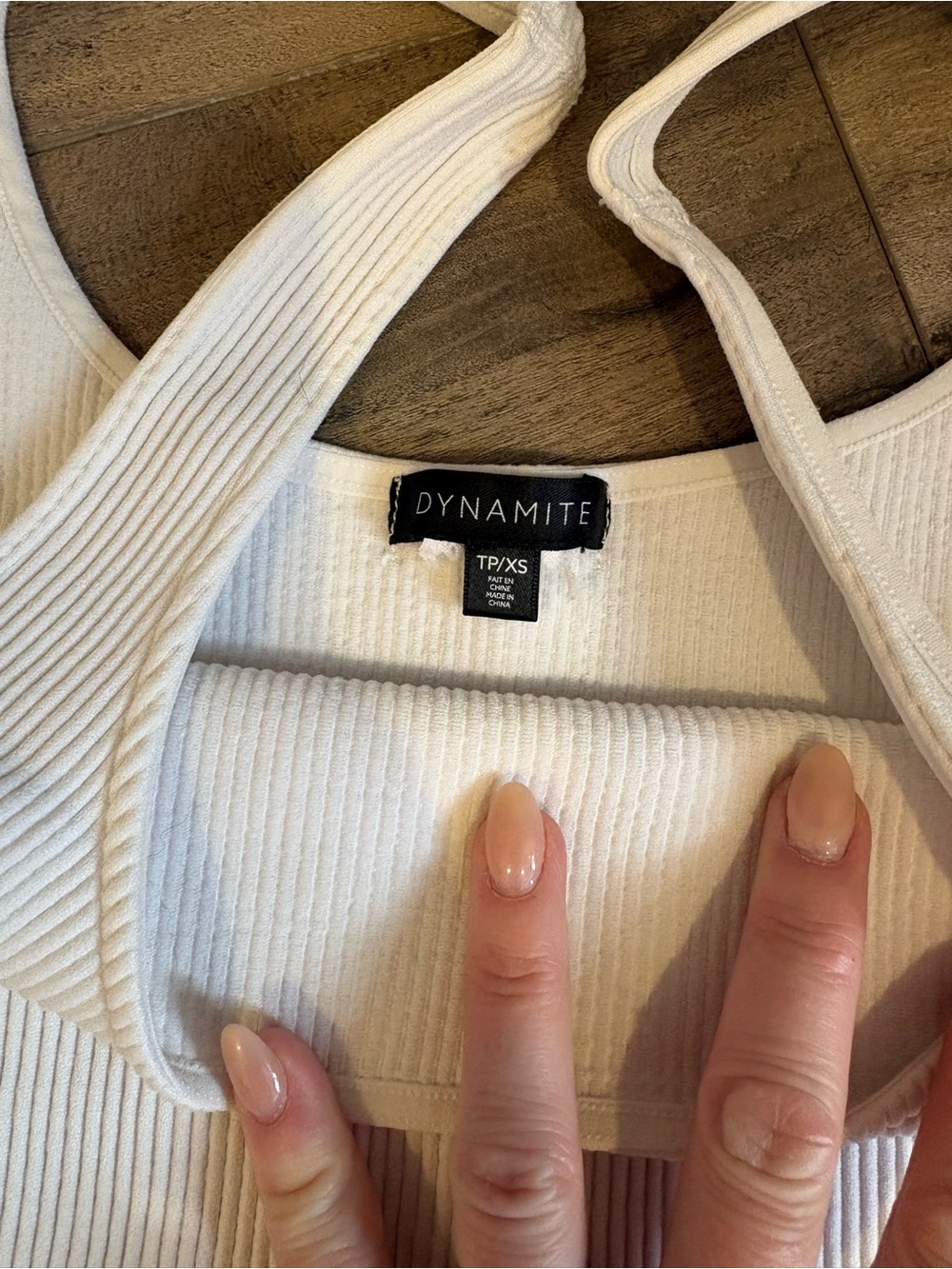 Dynamite Ribbed Square Neck Tank - White - Picture 3 of 3